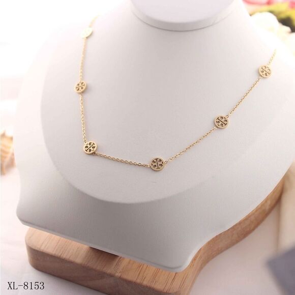 18K Gold Plated Designer Fashion with Circular Accents Necklace - Picture 2 of 8